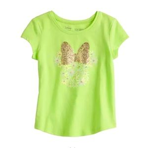 Disney Minnie Mouse Neon Green With Glitter Tee.  12 mon.